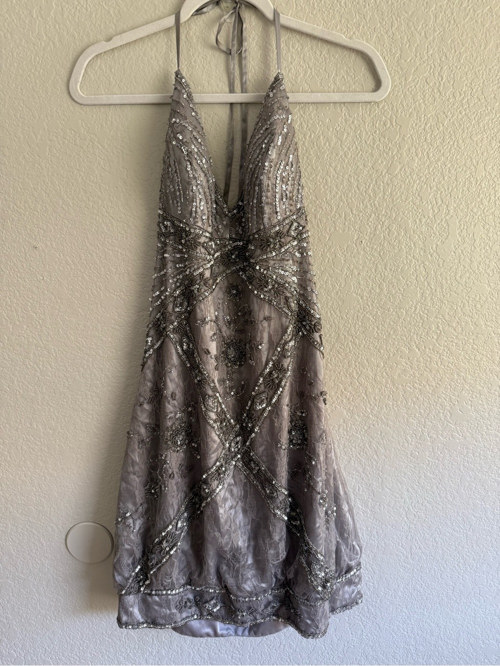 Sue Wong Vintage Beaded Halter Mini Dress